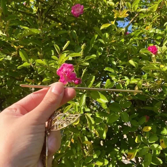Cottagecore Butterfly Gold Tone Hair accessory with matching hair hair … - Picture 6 of 6
